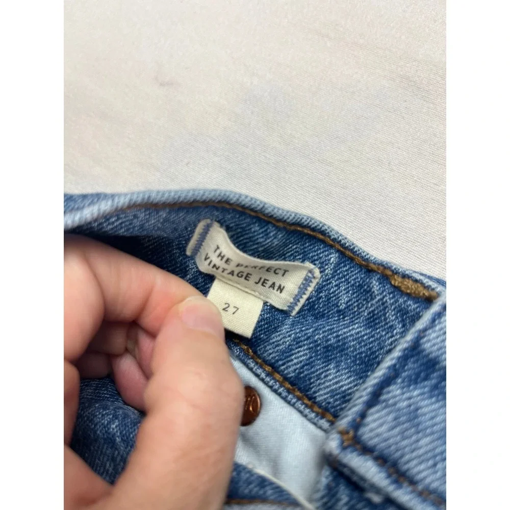 Madewell The Perfect Vintage Jean Medium Wash Raw Hem High Rise Tapered Size 27